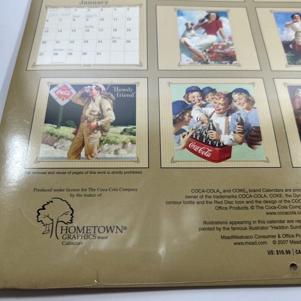 2008 Coca‎ Cola 16 Month Calendar Featuring Art by Haddon Sundblom Sealed NEW - Picture 7 of 9